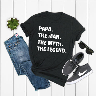 Papa the man the myth the legend distressed lettering t-shirt|721 done