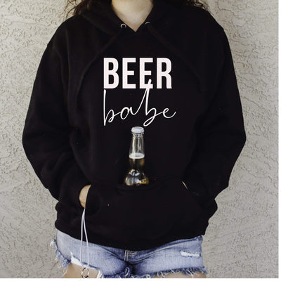 Beer Babe Hoodie with sewn in Can cooler - 721 Done