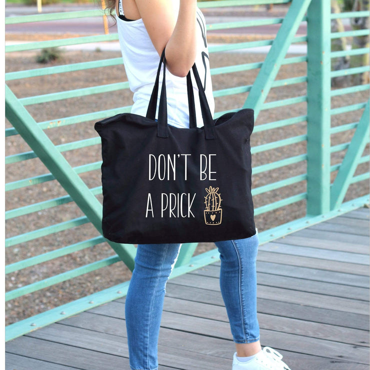 dont be a prick black tote
