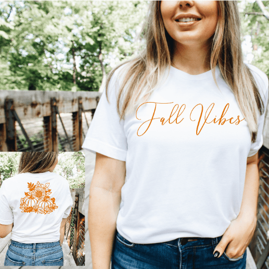 Fall Vibes script front, Pumpkin and floral back - 721 Done