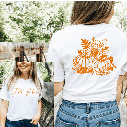 Fall Vibes script front, Pumpkin and floral back - 721 Done