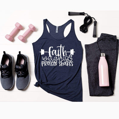 Faith Weights and Protein Shakes Fitness Tank - 721 Done