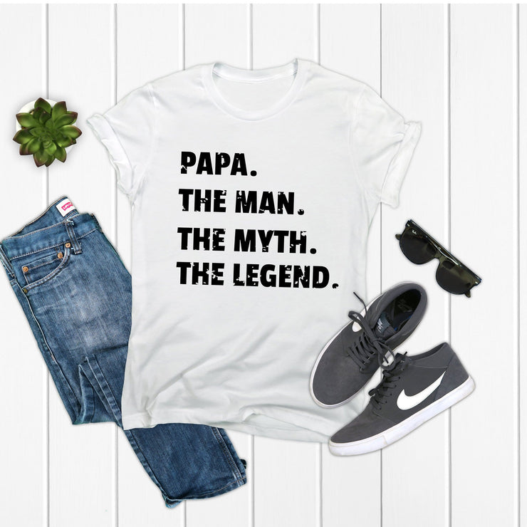 Papa the man the myth the legend distressed lettering t-shirt|721 done