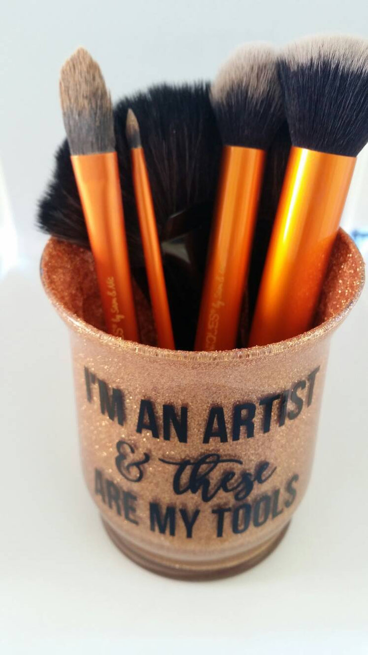 Makeup brush cup - Makeup organizer - Makeup Brush holder - makeup storage - Glitter makeup brush holder - Makeup artist gift - Gift for her