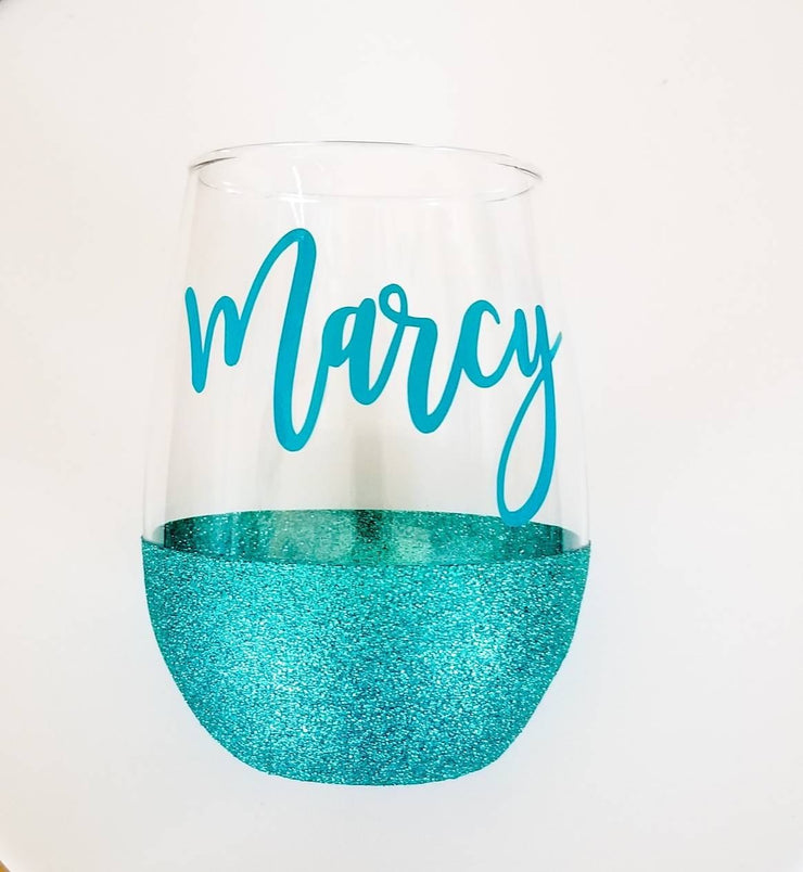 Stemless Personalized glitter wine glass - Bridesmaid | Birthday gifts