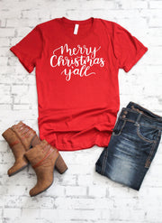 Merry Christmas Y'all Red Christmas Holiday t shirt for women /721done