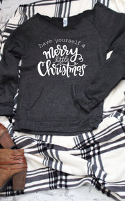 Off the shoulder raw edge have yourself a merry Christmas sweatshirt