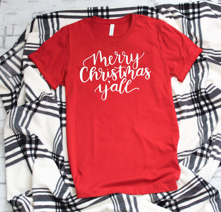 Merry Christmas Y'all Red Christmas Holiday t shirt for women /721done