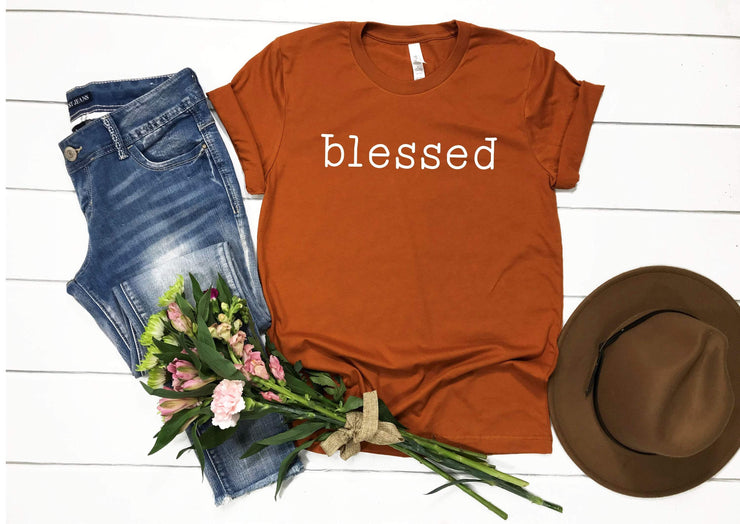 Blessed - Fall tshirt for women - Minimalist style for her - Thanksgiving tee for ladies - Burnt orange tee - fall shirt - Women graphic tee - 721 Done