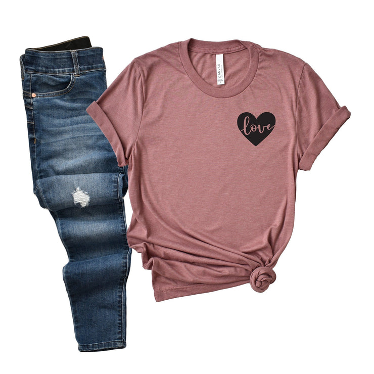 Love heart pocket t shirt for women Valentines Day