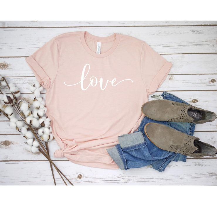 Love comfy boutique t-shirt for women in mauve or peach | 721 done