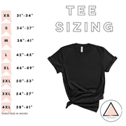 T shirt size chart 