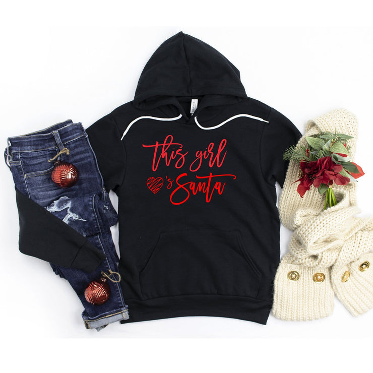 This girl loves santa black hoodie Christmas sweatshirt for women