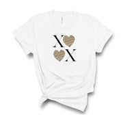 XOXO Cute Trendy Valentines Day t shirt Leopard hearts for ladies